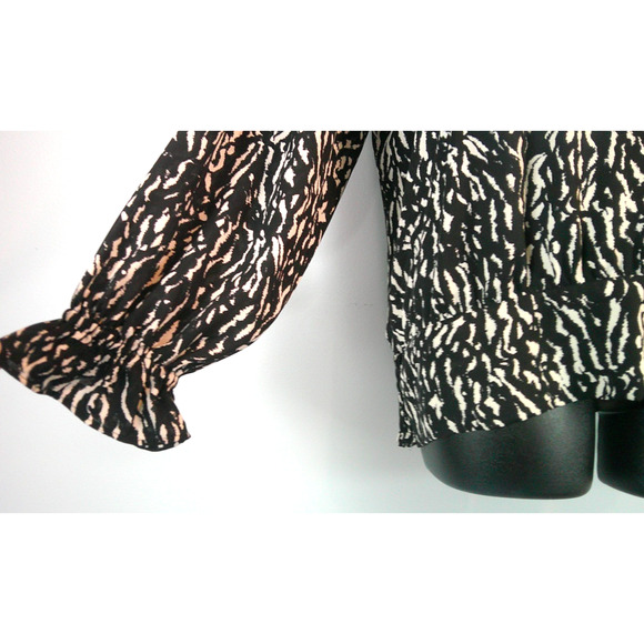 Ann Taylor Factory Women's Large Long Sleeve Blouse V-neck Elastic Waist - Picture 3 of 6